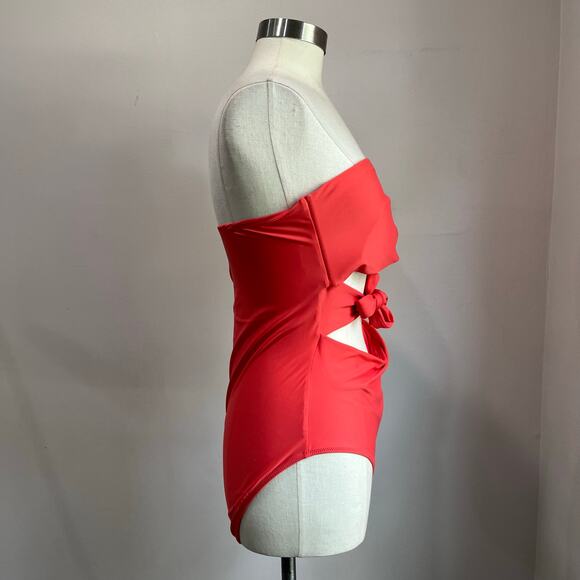 Aerie Coral Cut Out One Piece Swimsuit Tie Front Size XL Full Coverage - Picture 4 of 8